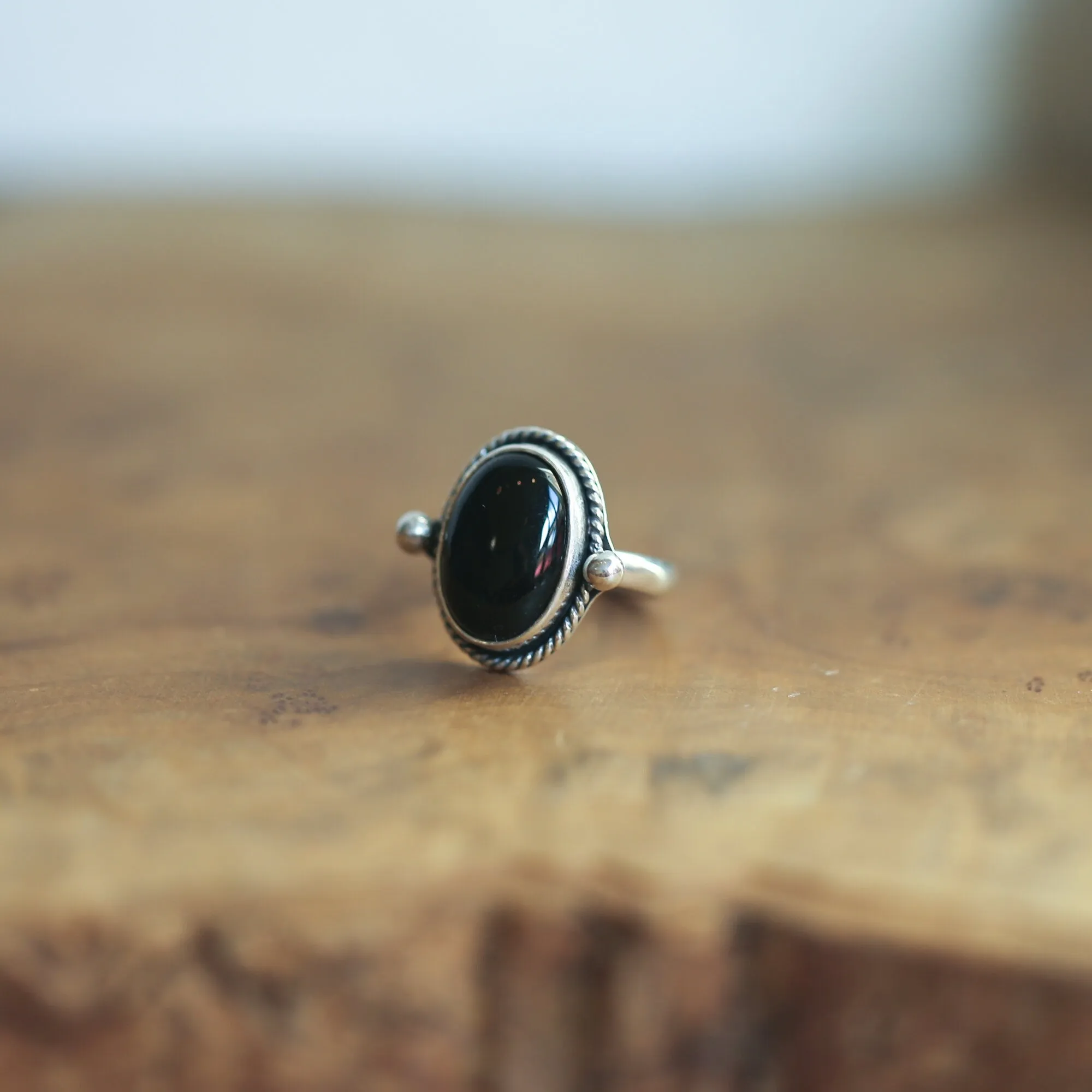 Black Onyx Lasso Ring -  Silversmith Ring - Black Onyx Ring - Western Ring