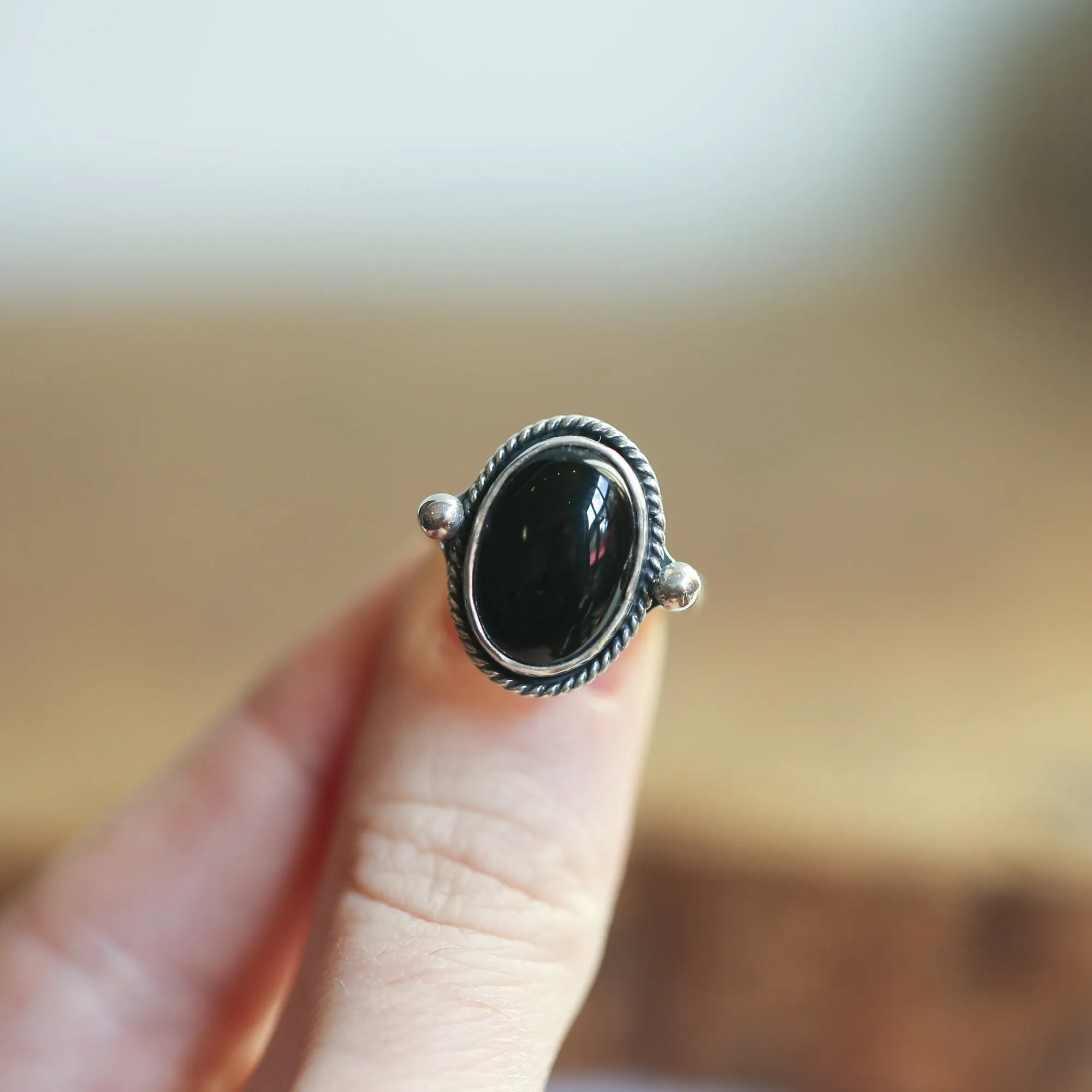 Black Onyx Lasso Ring -  Silversmith Ring - Black Onyx Ring - Western Ring