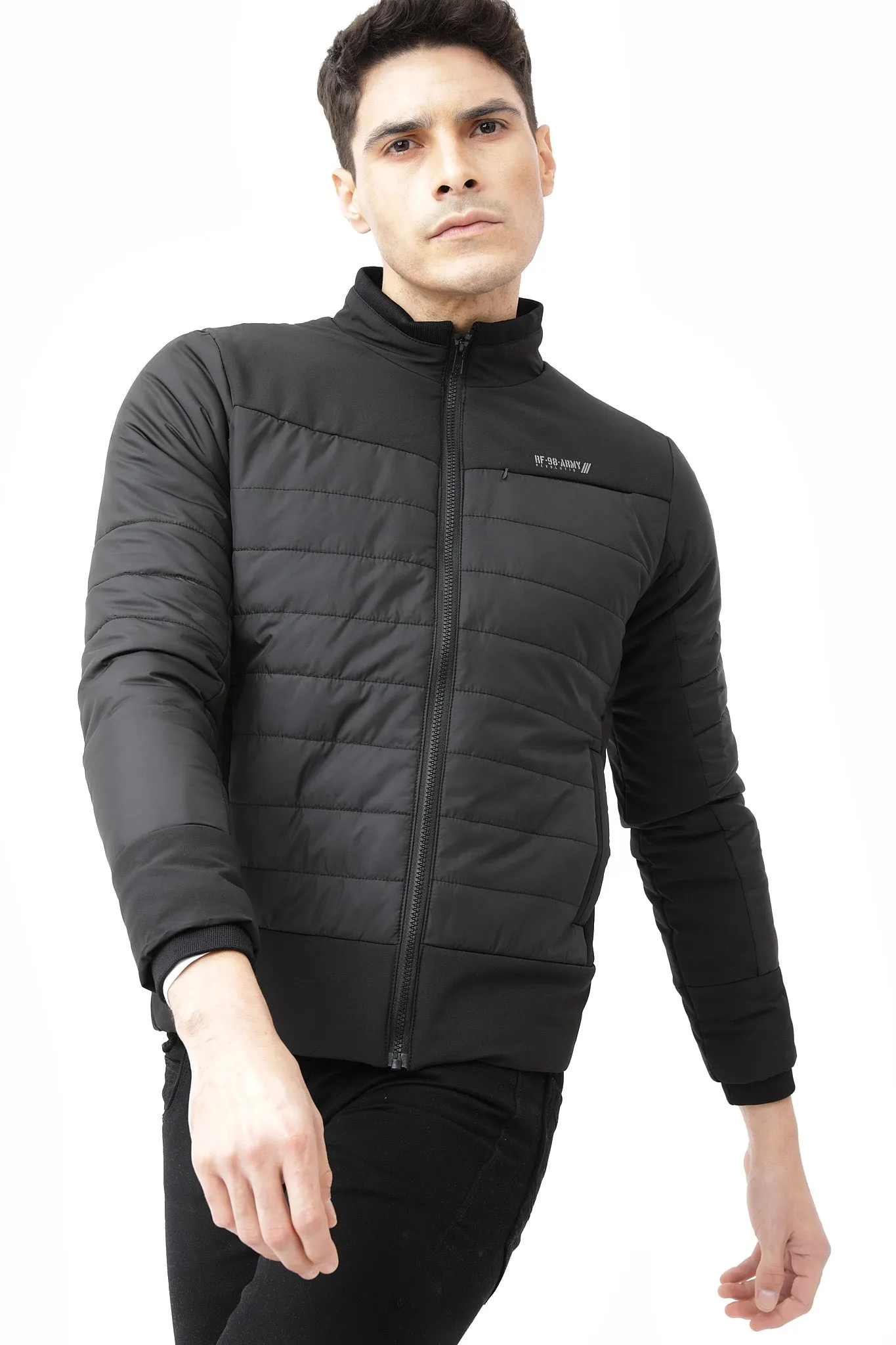 Black Solid Quilted Jacket