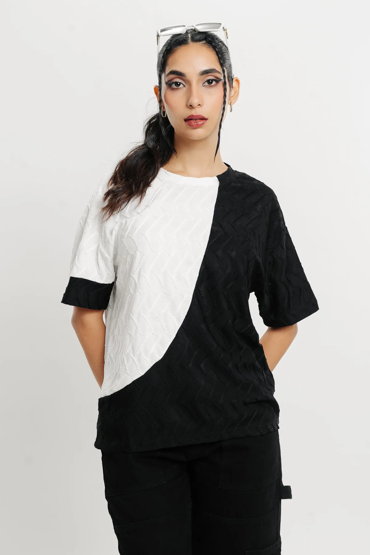 Black White Textured T-Shirt