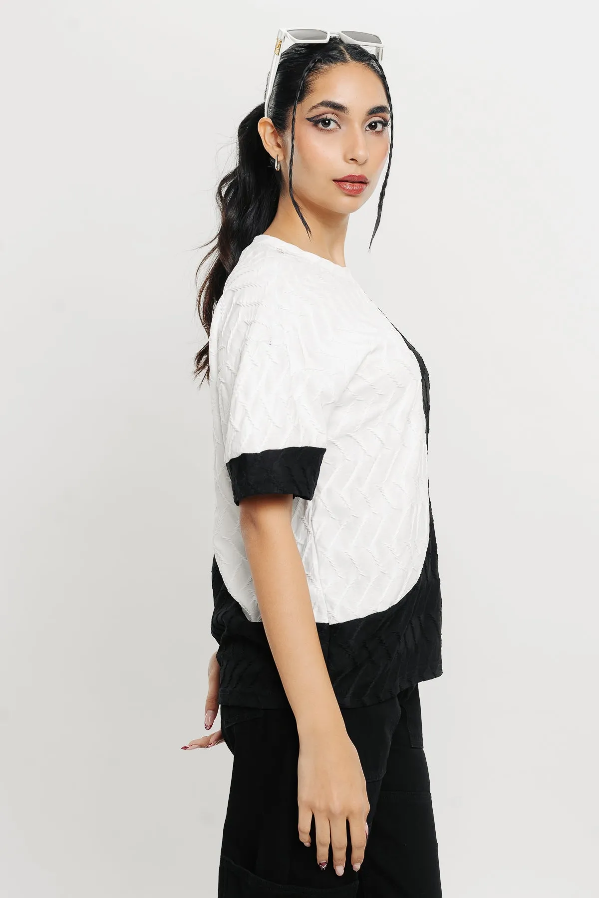 Black White Textured T-Shirt