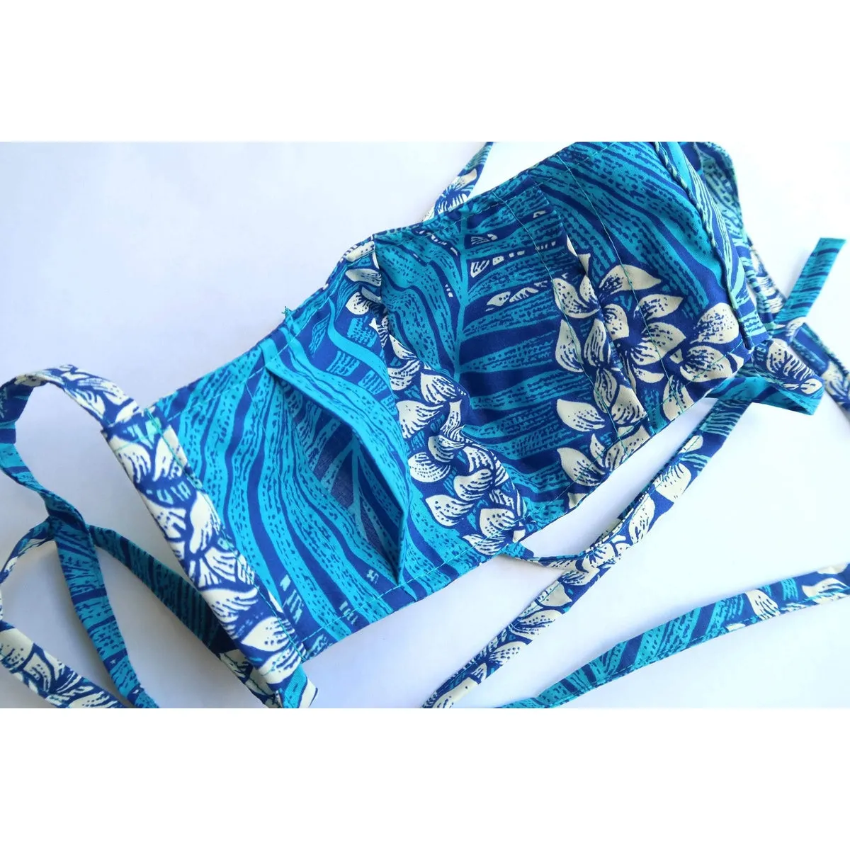 Blue Lei Flower Print Mask