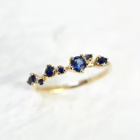 Blue Sapphire Wreath Ring in 14k Gold by N A