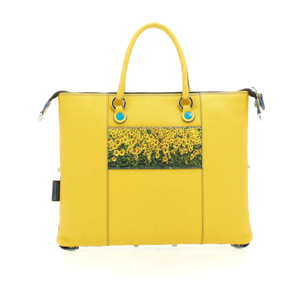 Borsa Donna a Mano con Tracolla GABS G3 PLUS Holiday in Pelle stampa Girasoli Medium