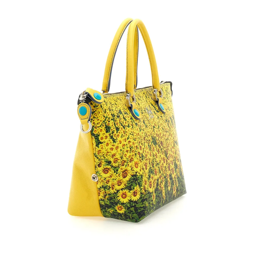 Borsa Donna a Mano con Tracolla GABS G3 PLUS Holiday in Pelle stampa Girasoli Medium