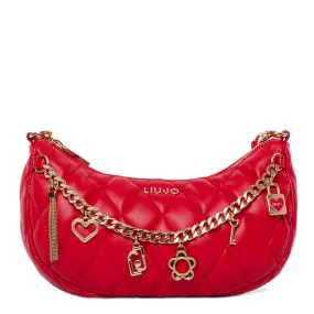 Borsa Donna a Spalla LIU JO Ecosostenibile Matelassè Rosso Fragola con Charms