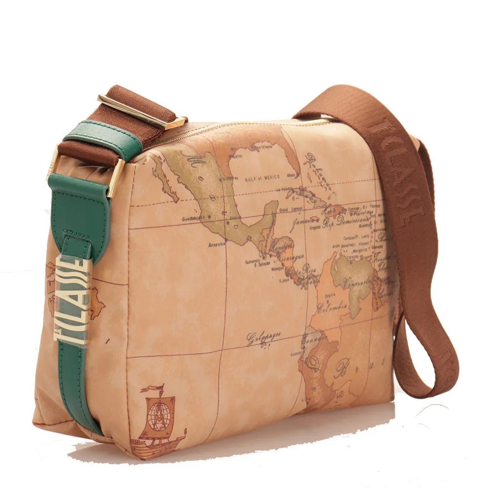 Borsa Donna a Tracolla 1A Classe Alviero Martini linea Soft Generation stampa Geo Classic e Verde GV79