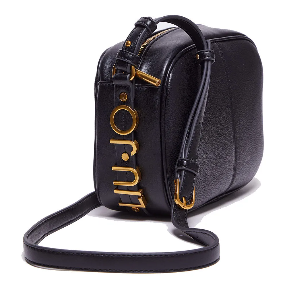 Borsa Donna a Tracolla LIU JO Better Nera con Maxi Logo in Metallo