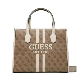 Borsa Donna GUESS a Mano con Tracolla Linea Silvana Colore Latte Logo - Stone