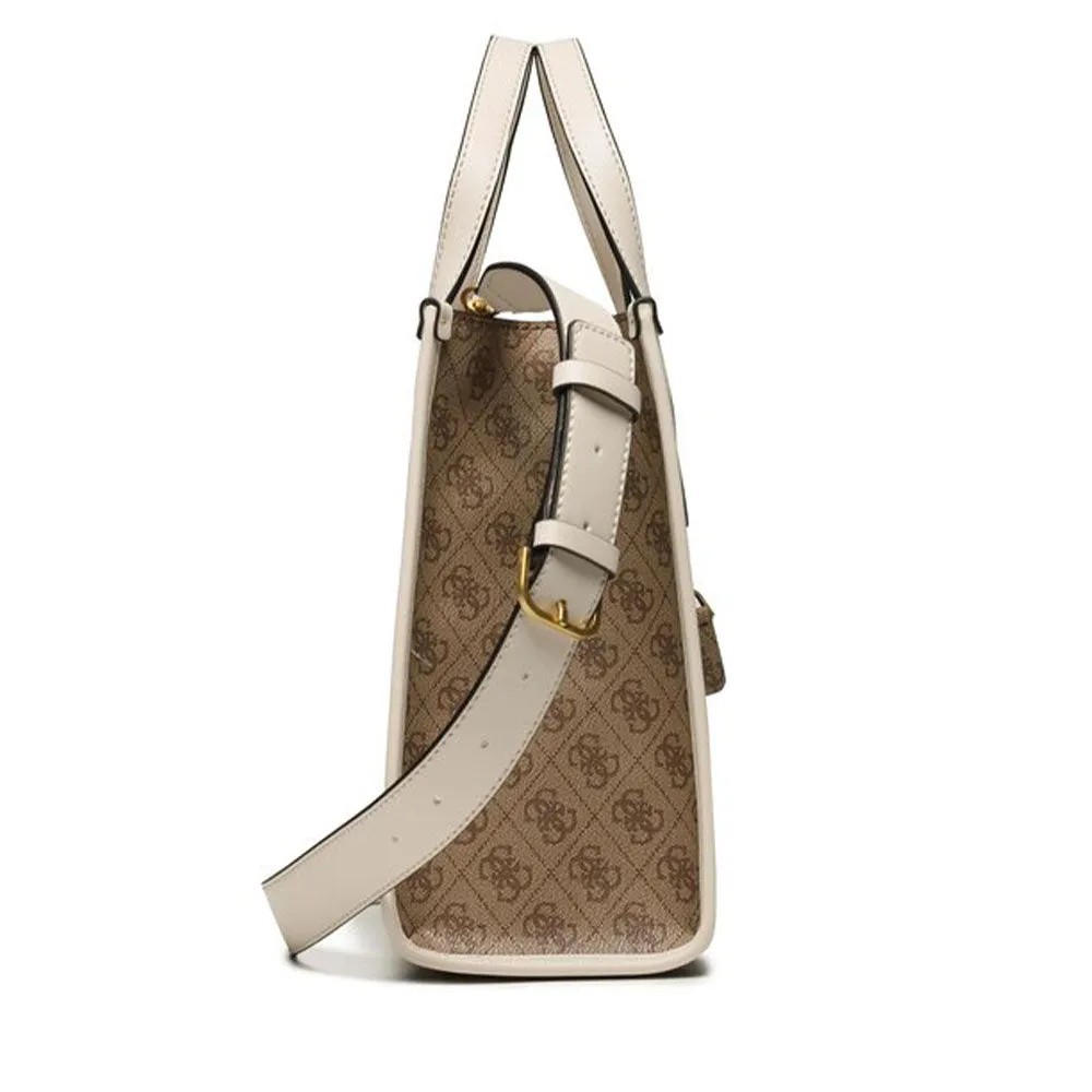 Borsa Donna GUESS a Mano con Tracolla Linea Silvana Colore Latte Logo - Stone