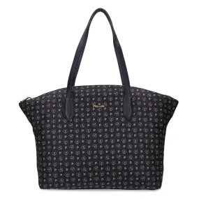 Borsa Donna Shopping a Spalla POLLINI Linea Heritage Logo Soft in Tessuto Nero