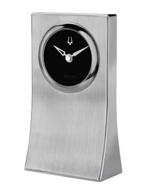 Bulova Obelisk Desk Clock  - Solid Aluminum Case - Black Dial