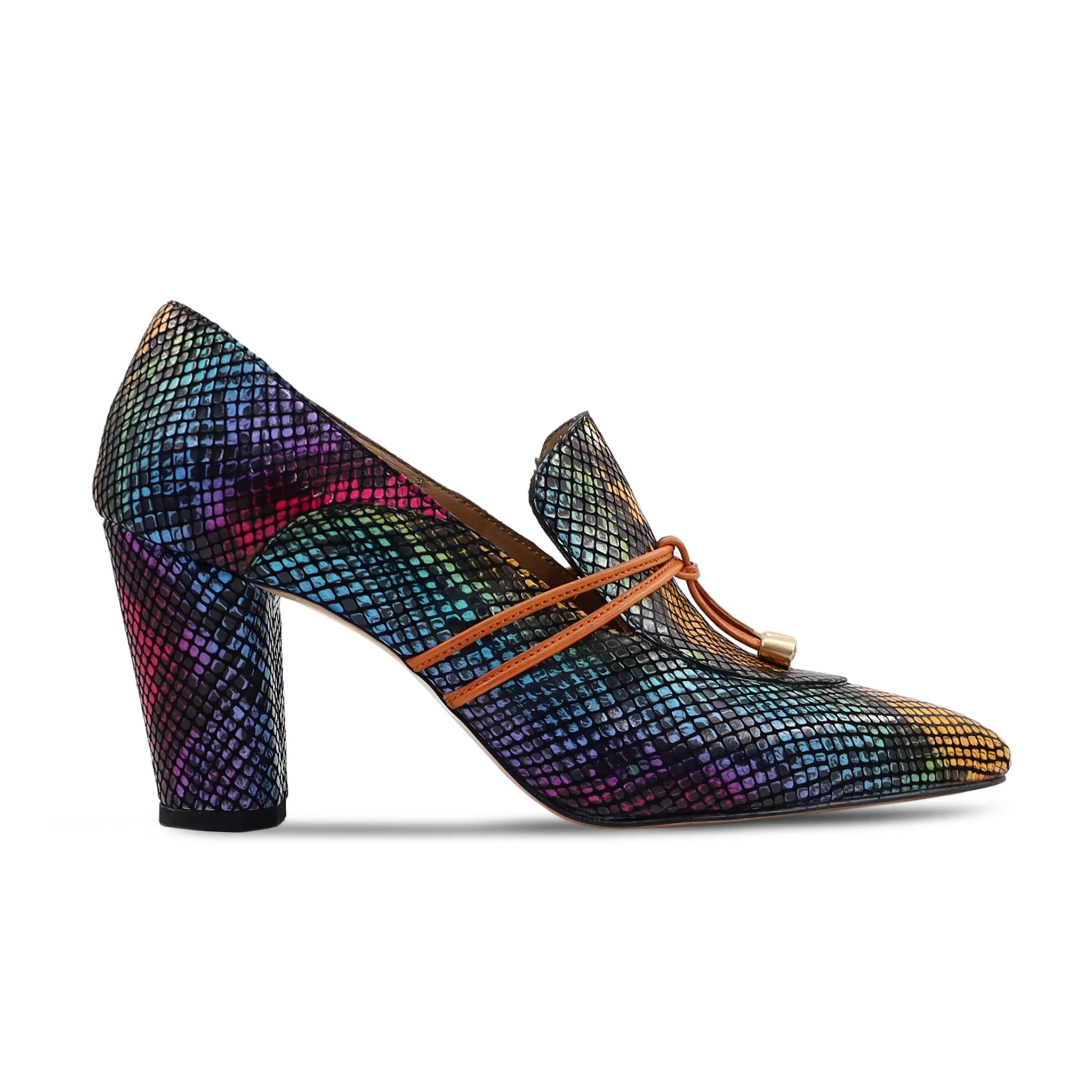 Burbank - Ladies Rainbow Printed Python Leather Heel