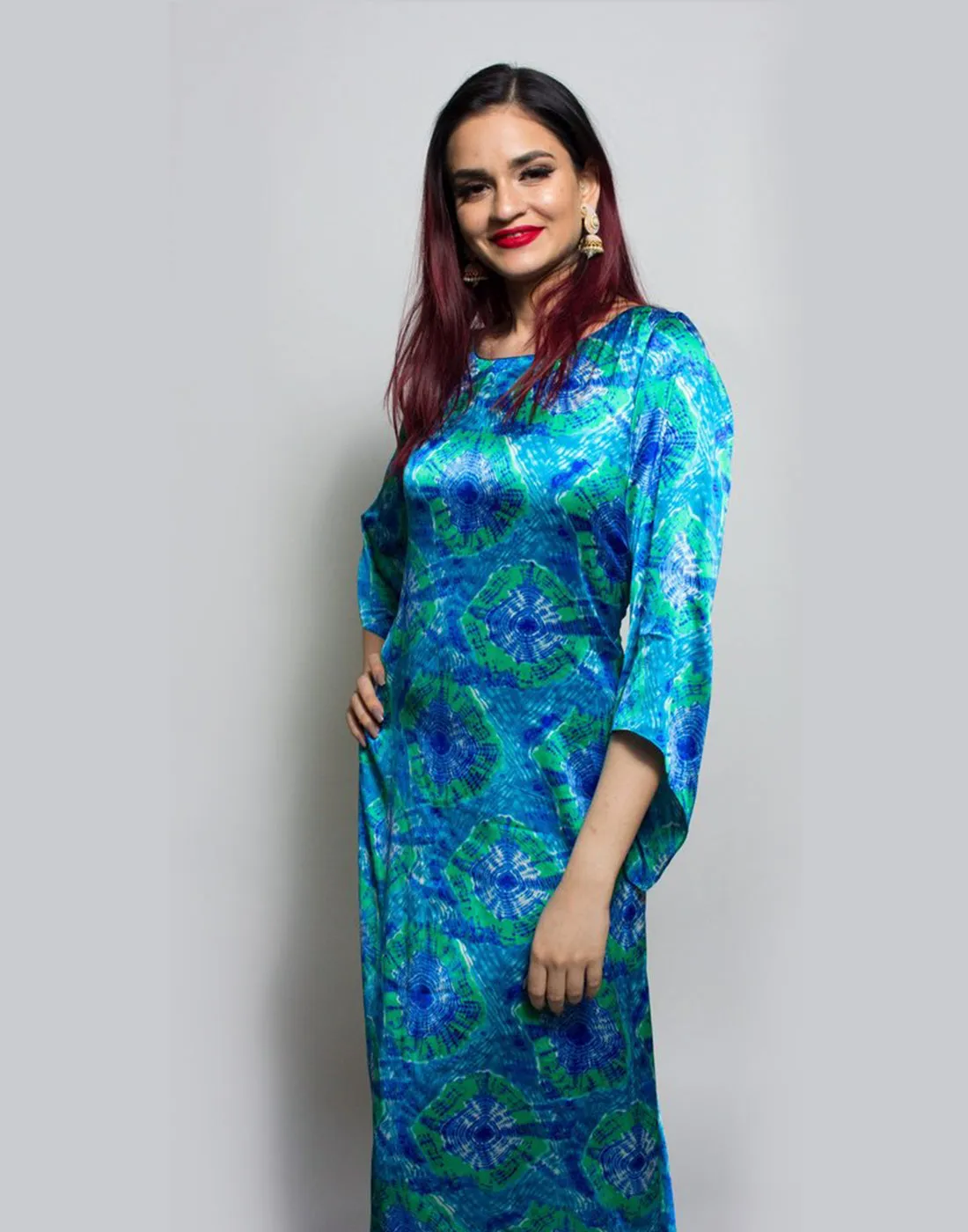 Buy Multi Blue Bactic Wrap Dhoti Gown Dress | Clearance sale