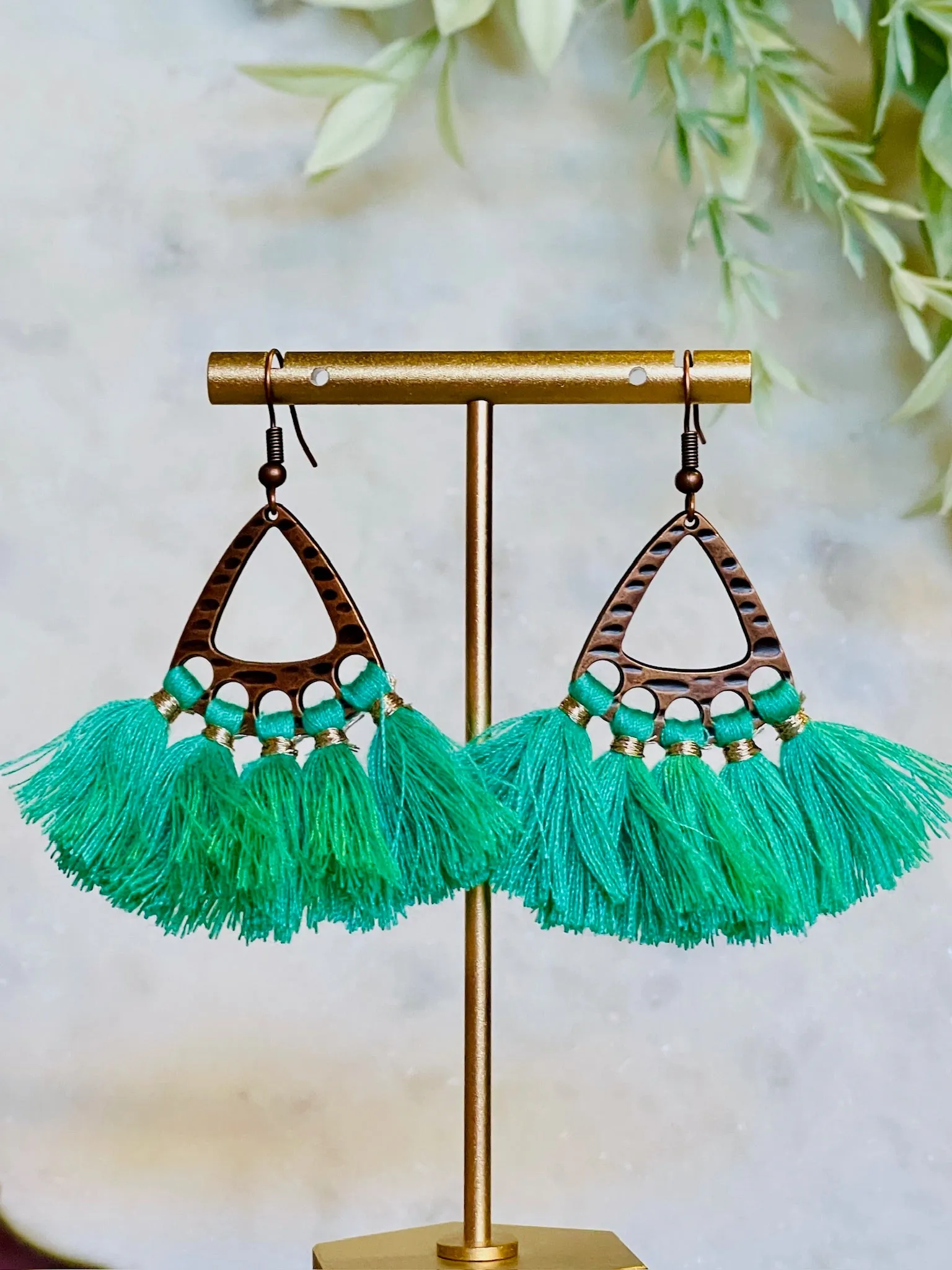 Carissa Fringe Earrings  Green