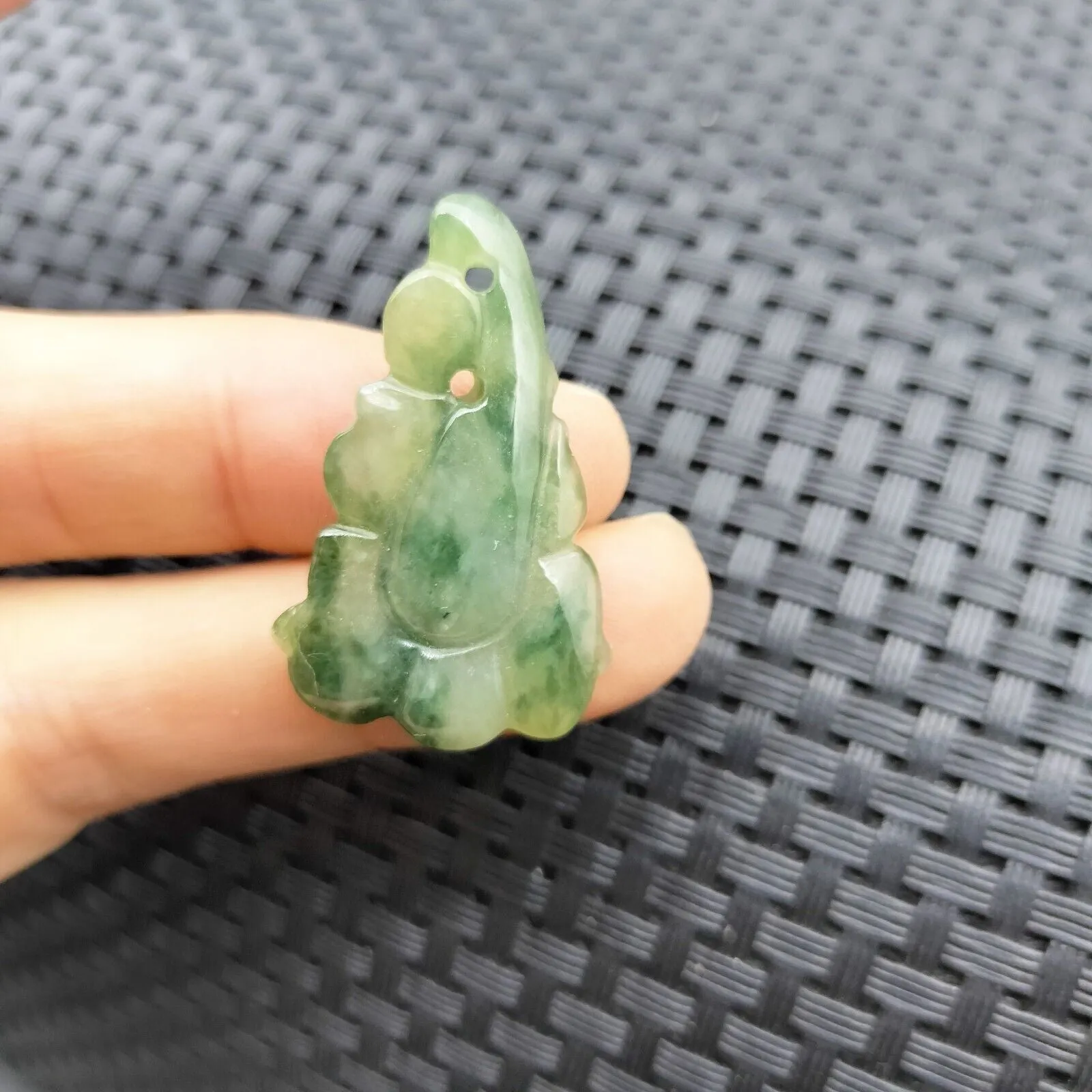 Certified Icy Green Natural Type A Jade Jadeite Carved Pendant Morning Glory Flower #4-1226