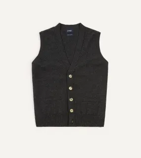 Charcoal Lambswool Sleeveless Cardigan