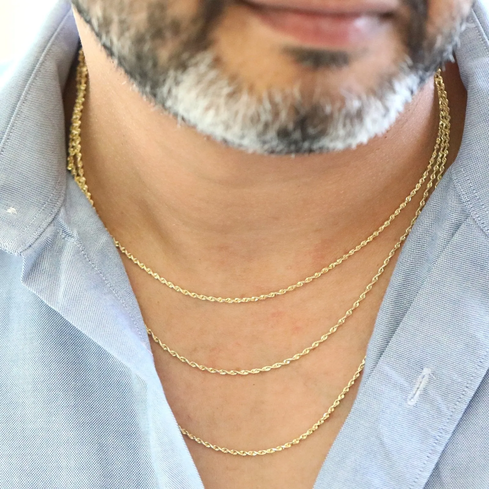 Classic Rope Chain Necklace in Solid 10k Gold