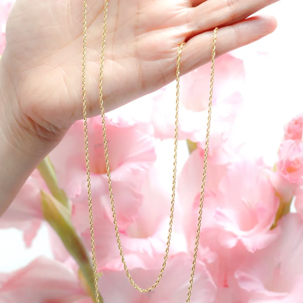 Classic Rope Chain Necklace in Solid 10k Gold