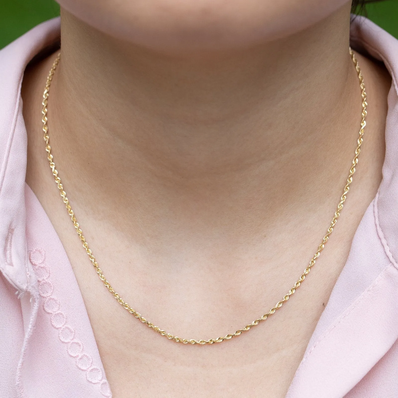 Classic Rope Chain Necklace in Solid 10k Gold