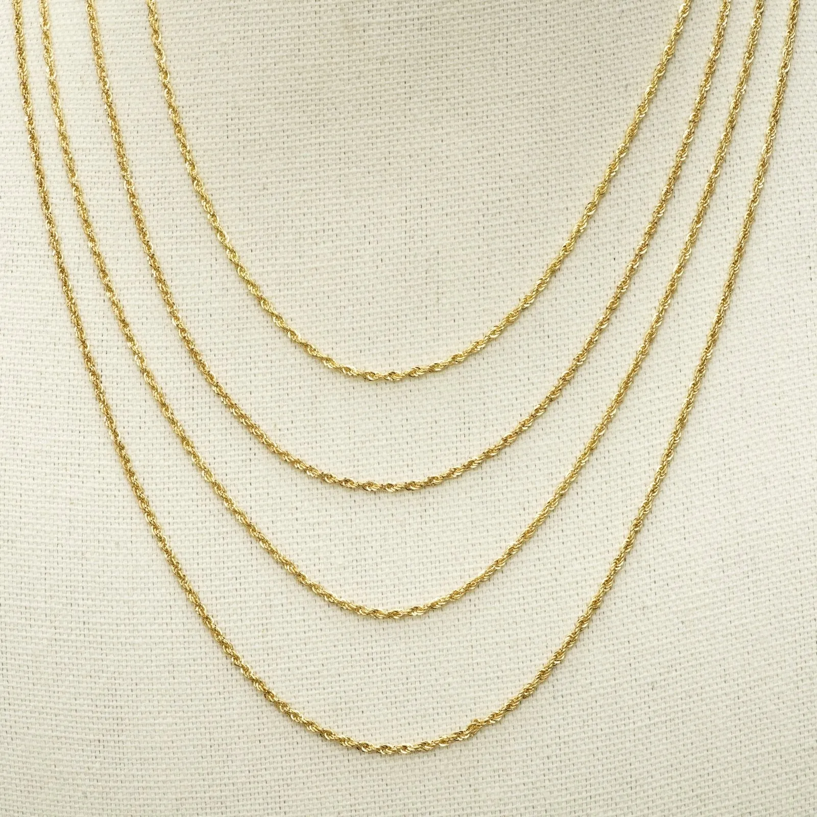 Classic Rope Chain Necklace in Solid 10k Gold