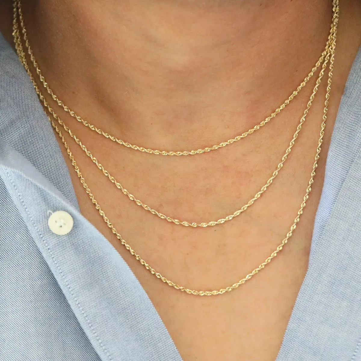 Classic Rope Chain Necklace in Solid 10k Gold