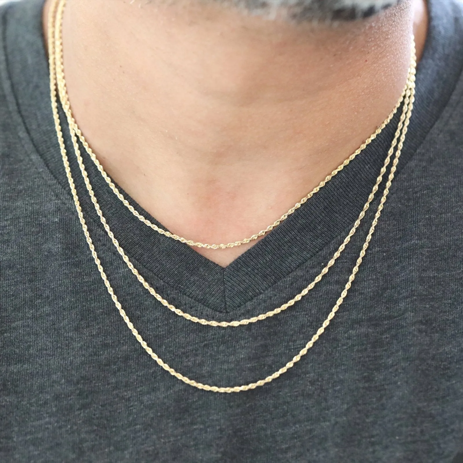 Classic Rope Chain Necklace in Solid 10k Gold