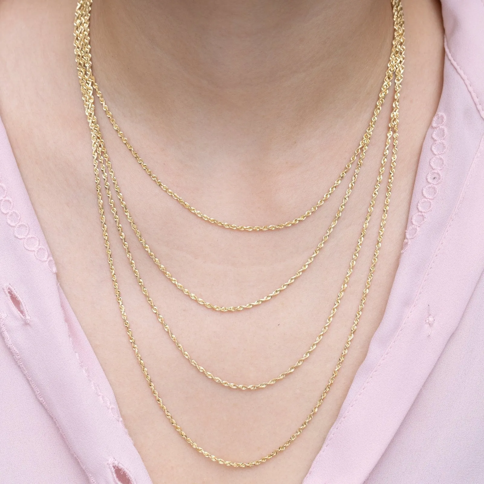 Classic Rope Chain Necklace in Solid 10k Gold