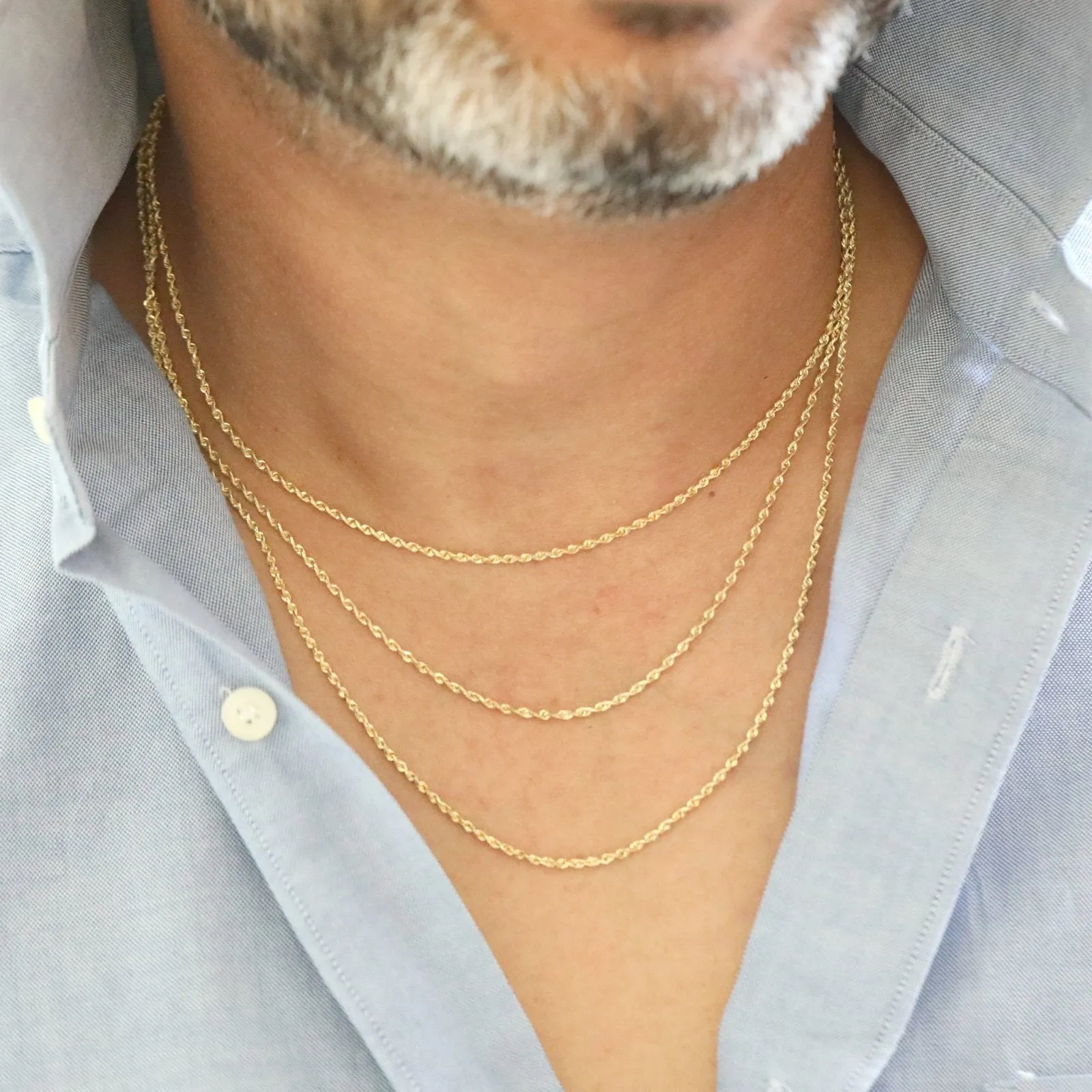 Classic Rope Chain Necklace in Solid 10k Gold