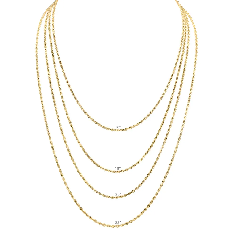 Classic Rope Chain Necklace in Solid 10k Gold