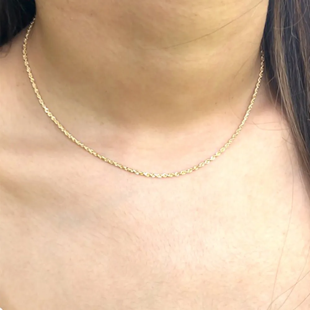 Classic Rope Chain Necklace in Solid 10k Gold