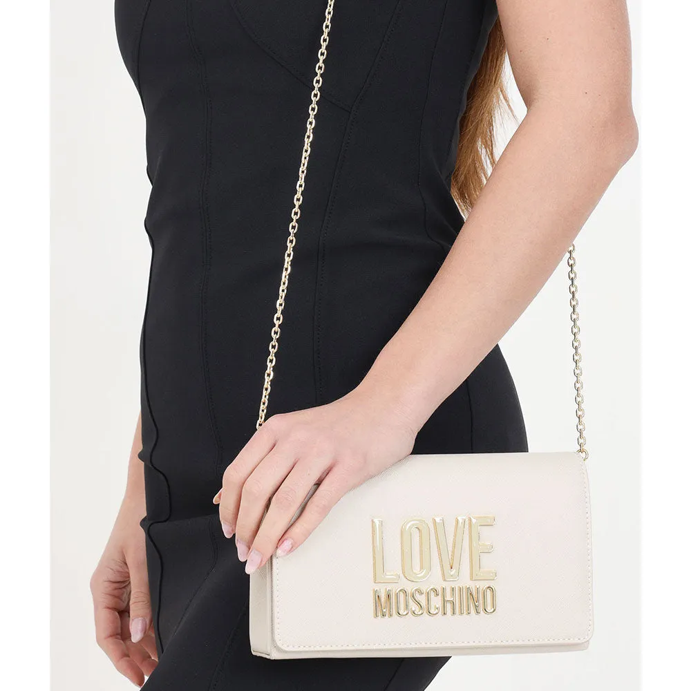 Clutch Donna con Tracolla LOVE MOSCHINO linea Smart Daily Jelly Logo Avorio