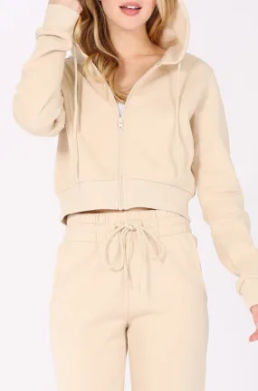 Cropped Zip Up Hoodie