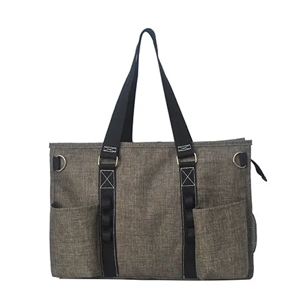 Crosshatch Khaki NGIL Zippered Lined Caddy Organizer Tote Bag