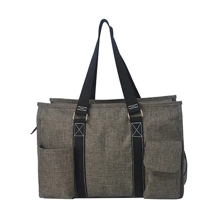 Crosshatch Khaki NGIL Zippered Lined Caddy Organizer Tote Bag