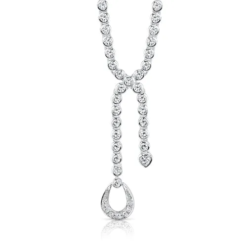 Cubic Zirconia Tennis Style Pendant Earrings Set Sterling Silver