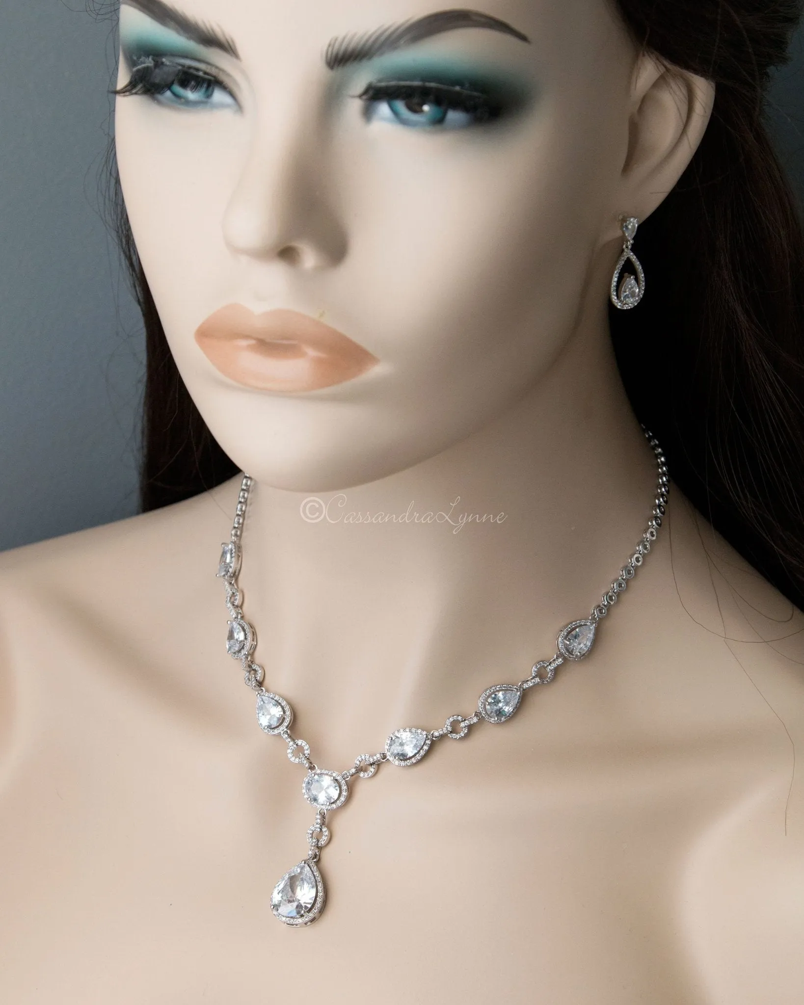 Cubic Zirconia Wedding Necklace Set