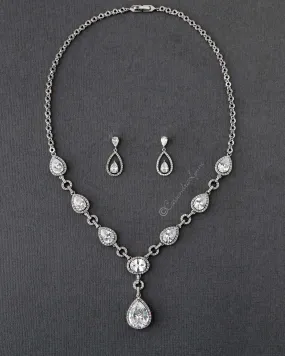 Cubic Zirconia Wedding Necklace Set