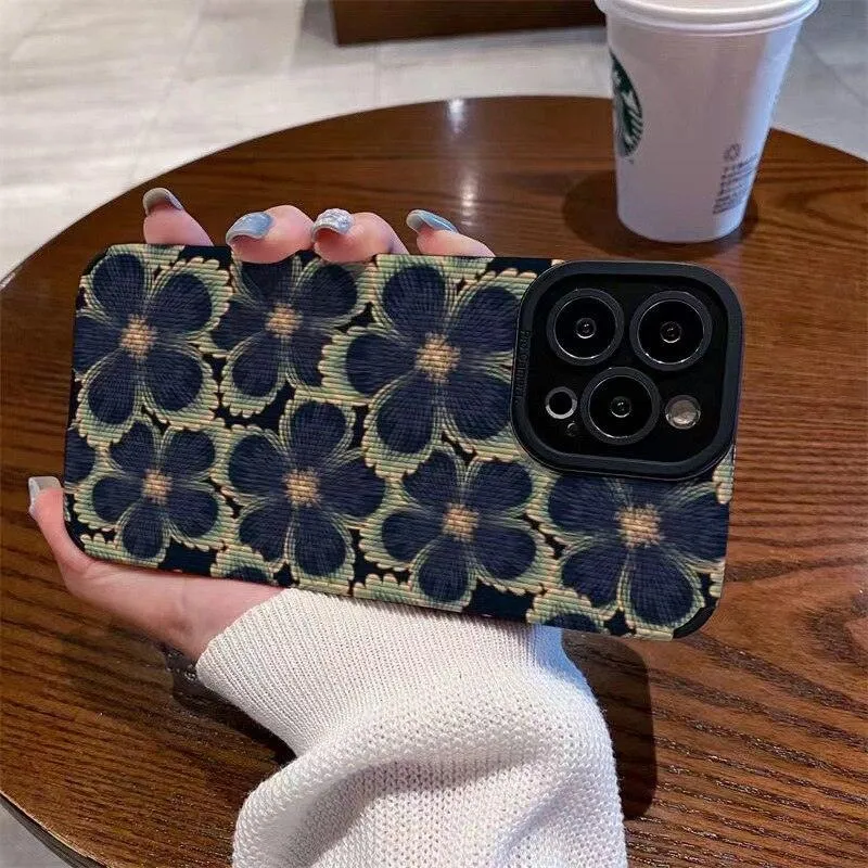 Cute Dark Graffiti Flower Phone Case for iPhone 14, 12, 11, 13 Pro Max, 14 Plus, 12, 13 Mini, 7, 8 Plus, X, XS Max, and XR