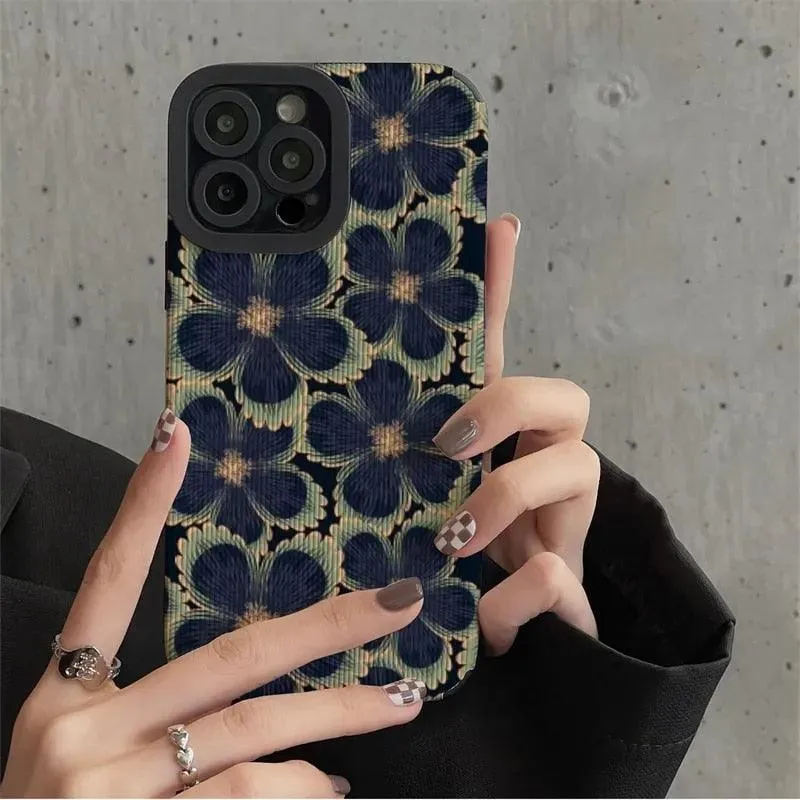 Cute Dark Graffiti Flower Phone Case for iPhone 14, 12, 11, 13 Pro Max, 14 Plus, 12, 13 Mini, 7, 8 Plus, X, XS Max, and XR