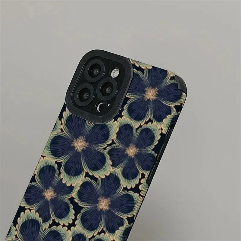 Cute Dark Graffiti Flower Phone Case for iPhone 14, 12, 11, 13 Pro Max, 14 Plus, 12, 13 Mini, 7, 8 Plus, X, XS Max, and XR