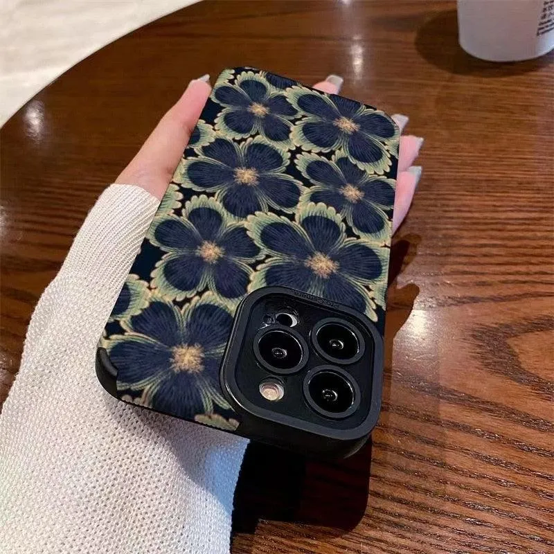 Cute Dark Graffiti Flower Phone Case for iPhone 14, 12, 11, 13 Pro Max, 14 Plus, 12, 13 Mini, 7, 8 Plus, X, XS Max, and XR