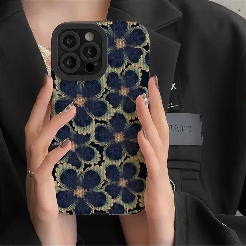 Cute Dark Graffiti Flower Phone Case for iPhone 14, 12, 11, 13 Pro Max, 14 Plus, 12, 13 Mini, 7, 8 Plus, X, XS Max, and XR