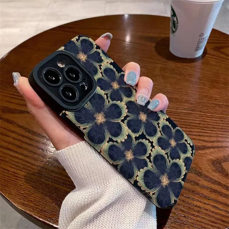 Cute Dark Graffiti Flower Phone Case for iPhone 14, 12, 11, 13 Pro Max, 14 Plus, 12, 13 Mini, 7, 8 Plus, X, XS Max, and XR