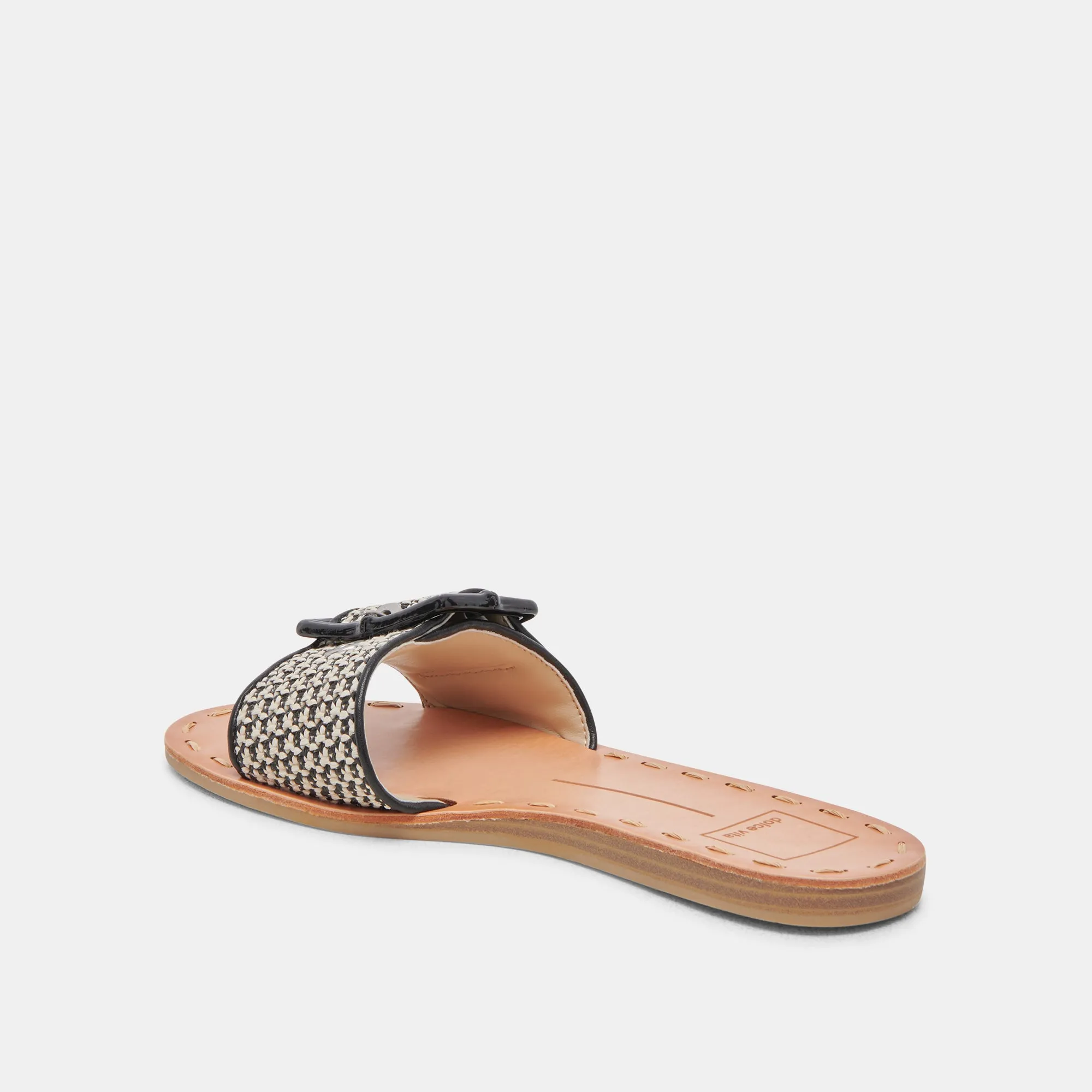 DASA SANDALS BLACK NATURAL RAFFIA