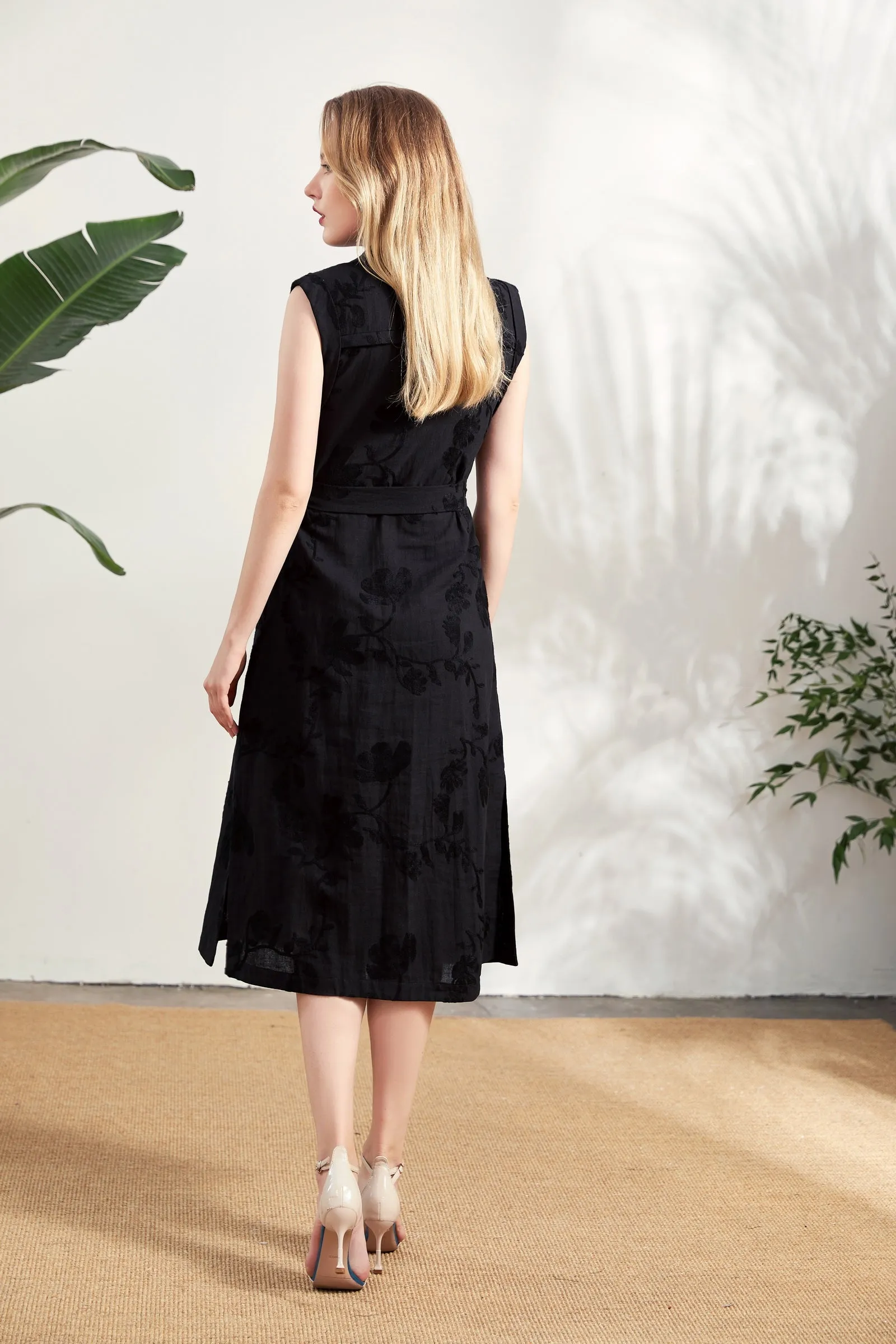 Edith Linen Dress - Black - GDS