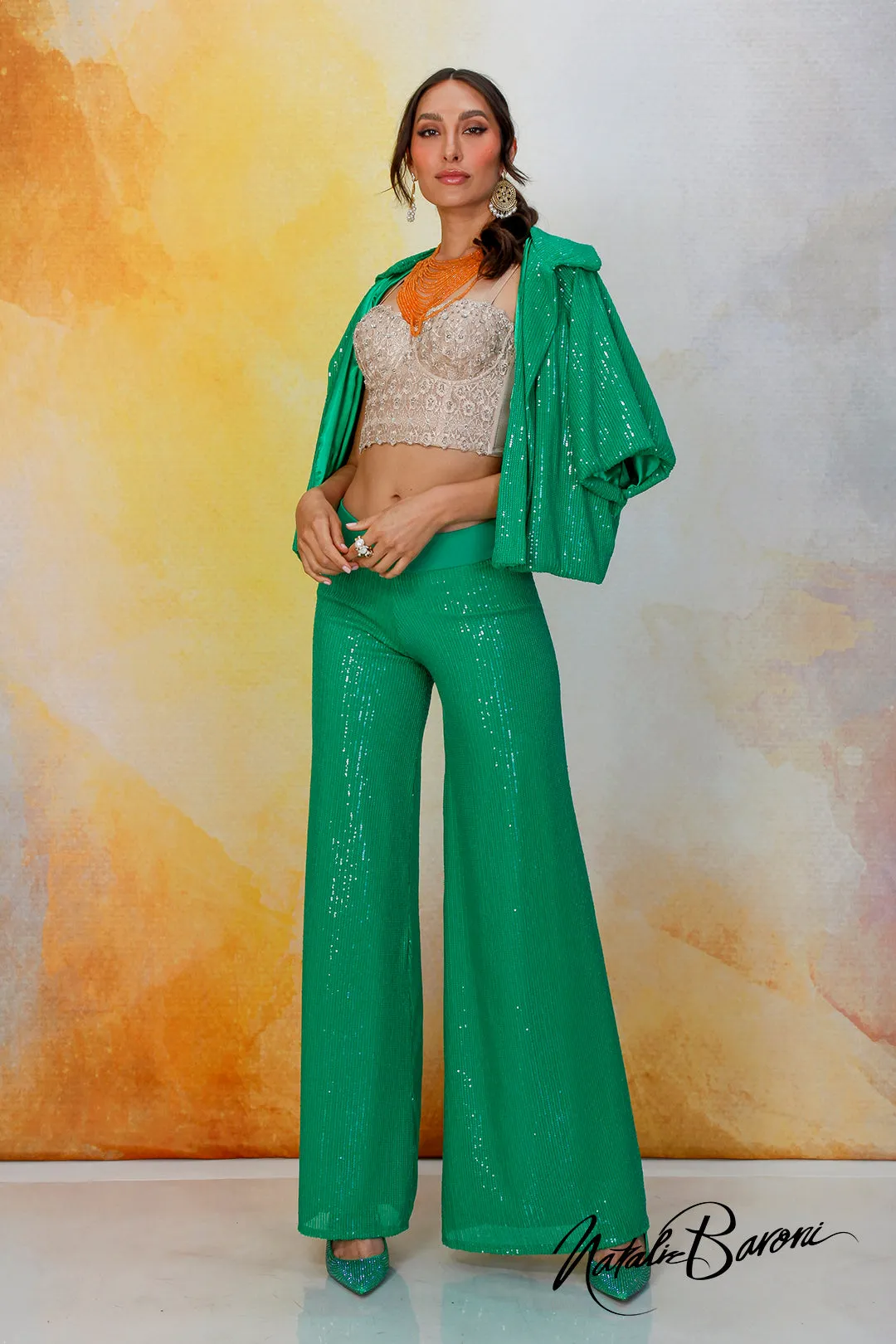 Emerald Green Palazzo Pant - La Scala