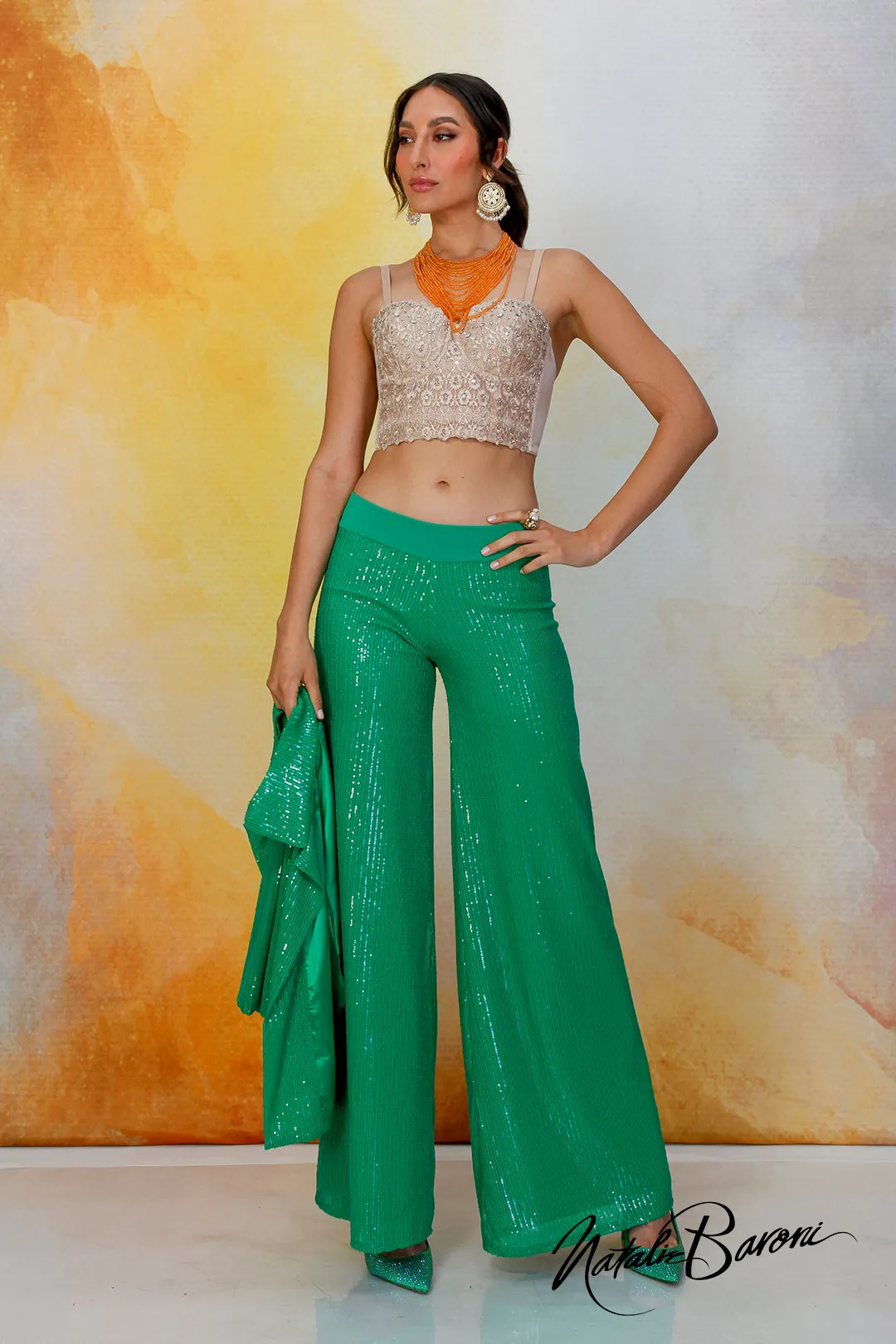 Emerald Green Palazzo Pant - La Scala