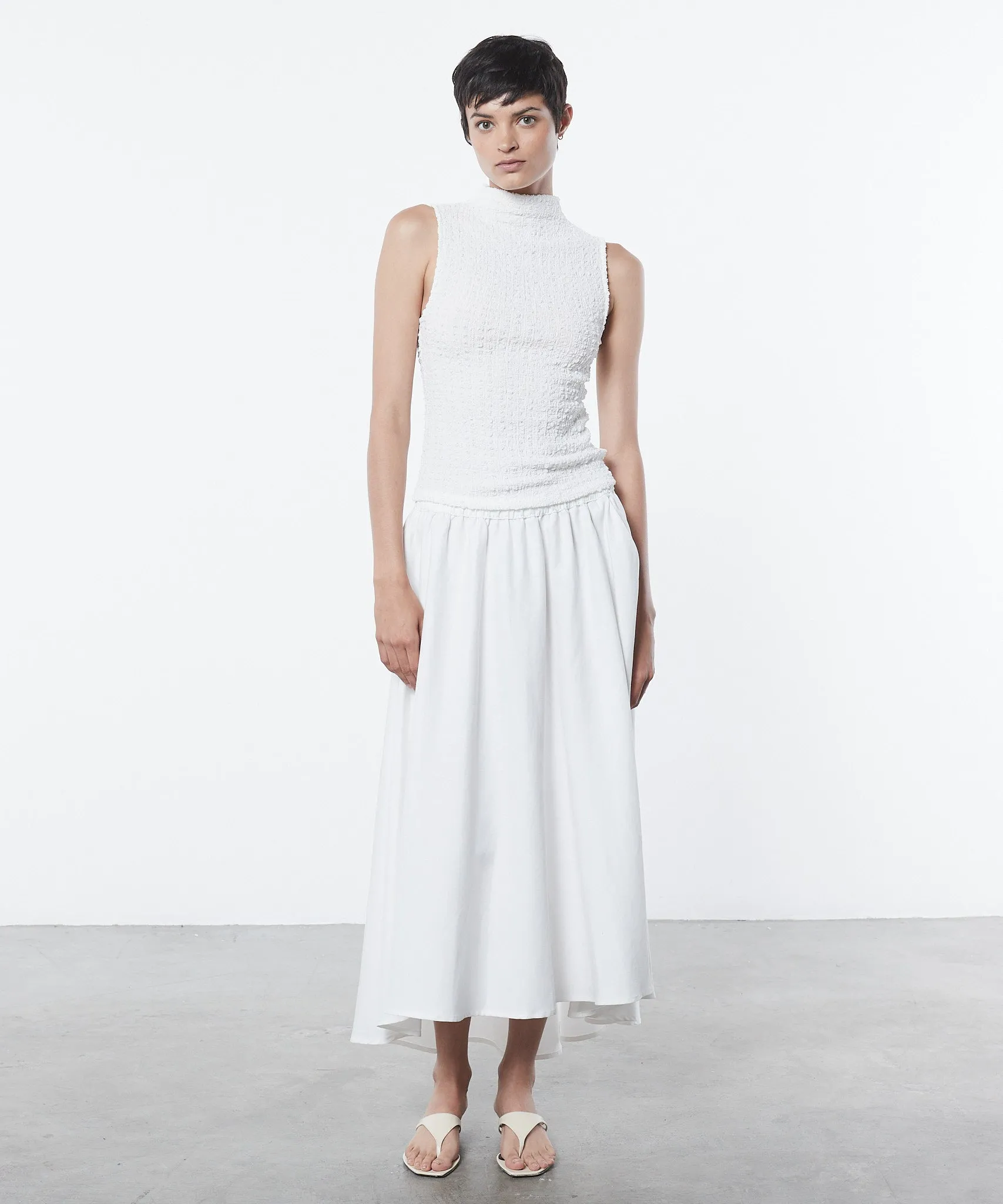 Enza Costa - Puckered Sleeveless Hi Neck - Undyed