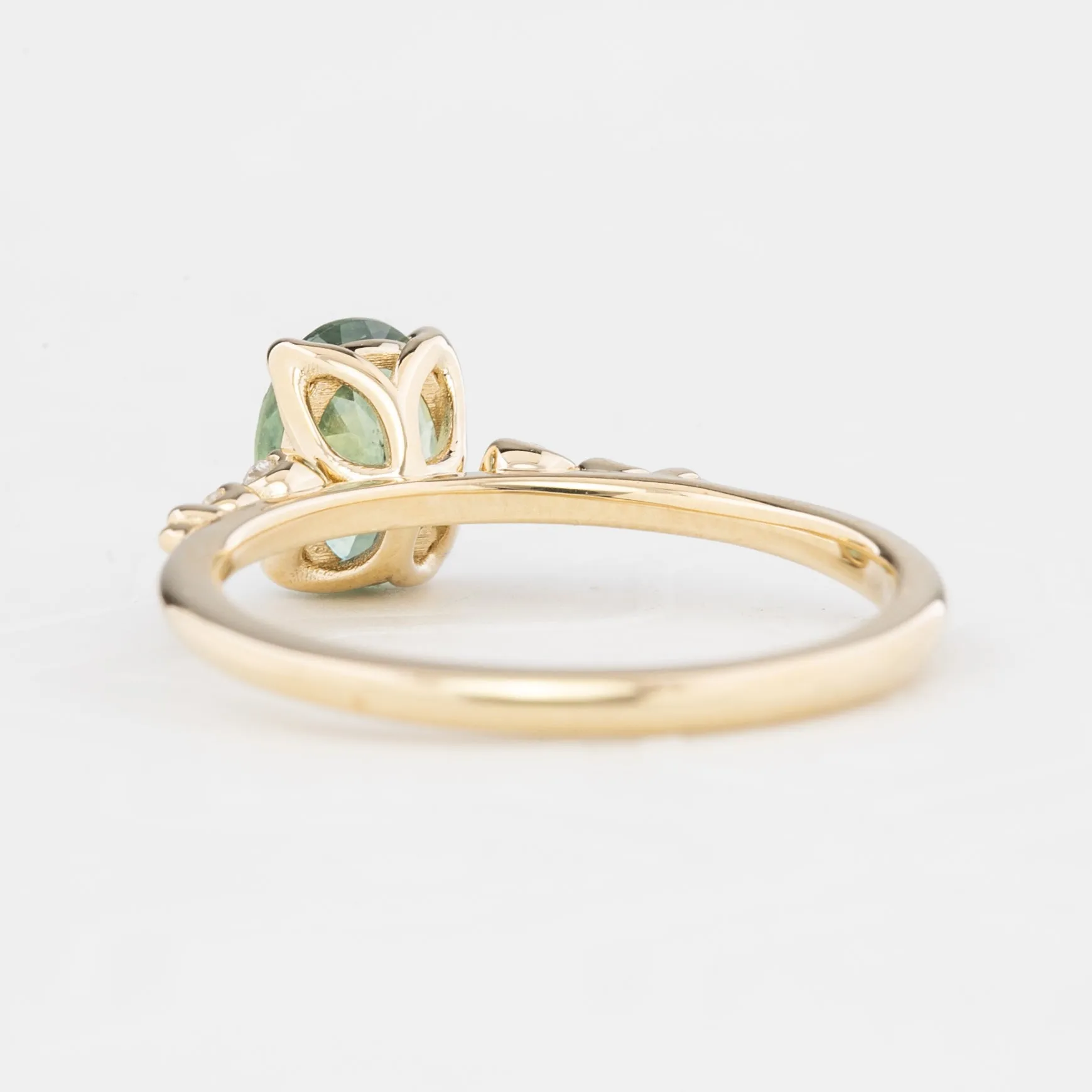 Estel Luxe Ring 1.2ct Peacock Green Montana Sapphire, 14k Yellow Gold (One of a kind)